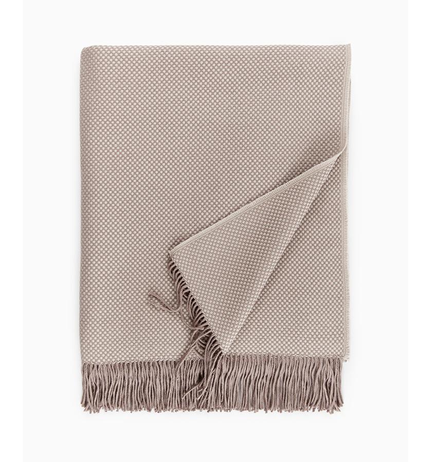 Bristol Throw Blanket 85% Pima Cotton/ 15% Alpaca, two-color basket weave with twisted fringe, made in Peru