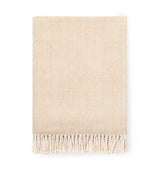 Celine Throw Blanket 100% brushed cotton , herringbone woven design brushed nap with twisted fringe, made in Portugal