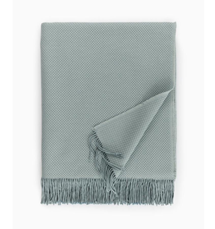 Bristol Throw Blanket 85% Pima Cotton/ 15% Alpaca, two-color basket weave with twisted fringe, made in Peru