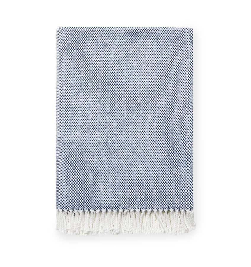 Terzo Throw Blanket 100% brushed cotton, basket weave twisted fring at short-end hems