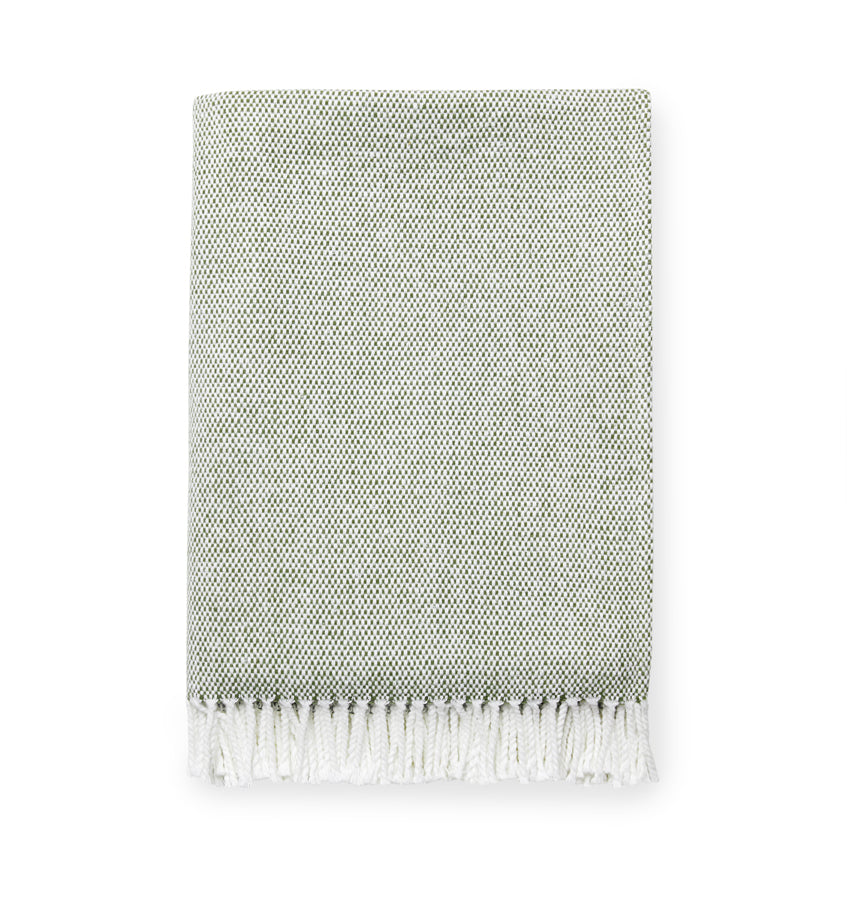 Terzo Throw Blanket 100% brushed cotton, basket weave twisted fring at short-end hems