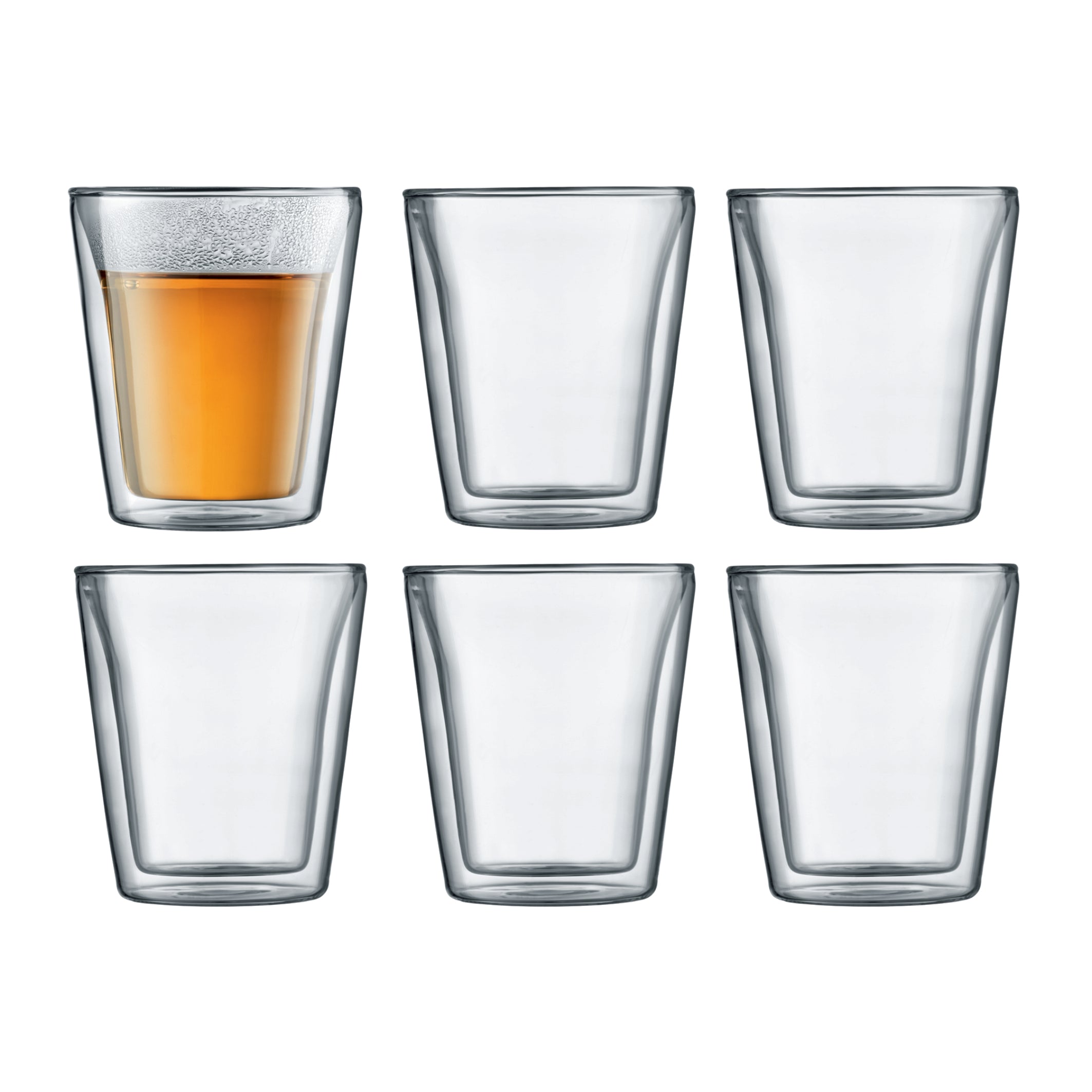Canteen 6 pcs glass, double wall, medium, 0.2 l, 6 oz,
Transparent