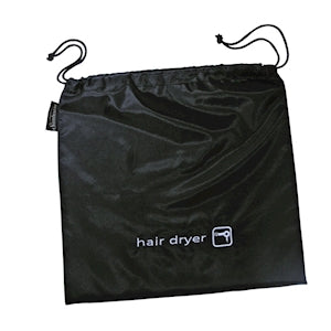 Storage Bag for Handheld Hair Dryers, 12" x 12 ", Black, 2-way drawstring
