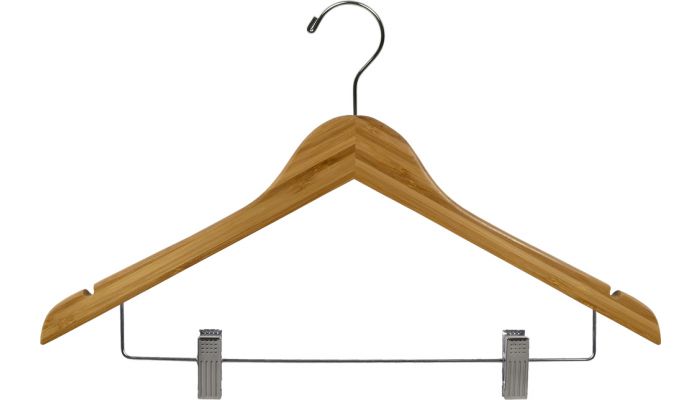 17" Bamboo Combo Hanger W/ Clips & Notches