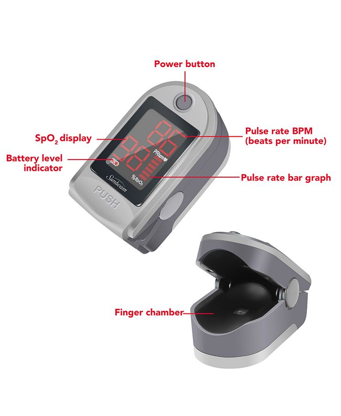 Sunbeam PULSE OXIMETER with batteries, lanyard and case