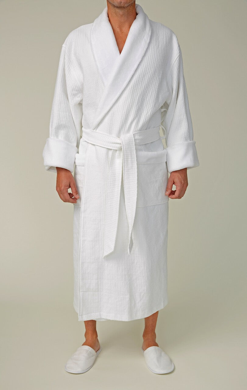 Lightweight Diamond Waffle Shawl Bathrobe