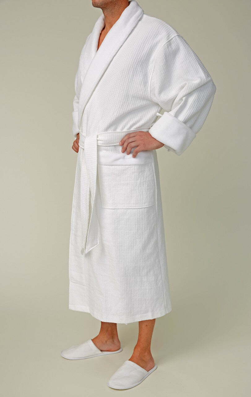 Lightweight Diamond Waffle Shawl Bathrobe