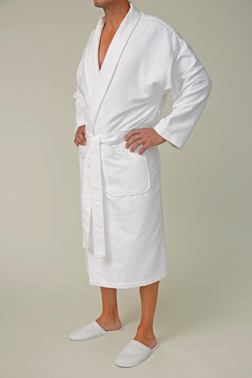 Chamois Grid Microfiber Shawl Bathrobe