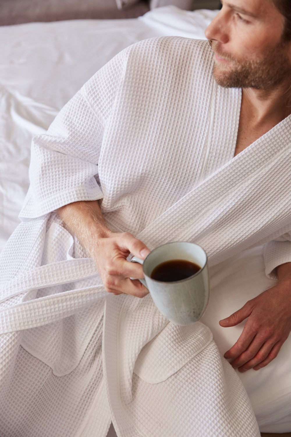 Lightweight Square Waffle Kimono Bathrobe