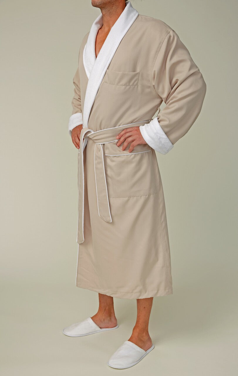 Microfiber Shawl Bathrobe, Terry Lined