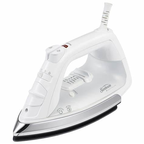 Sunbeam® greensense™ Mid-size Steam Iron, Motion Smart® 3-way Auto Off, Drip Free, Non-Stick Soleplate, Self Clean, Spray Mist, Shot of Steam, White w/ Chrome Skirt