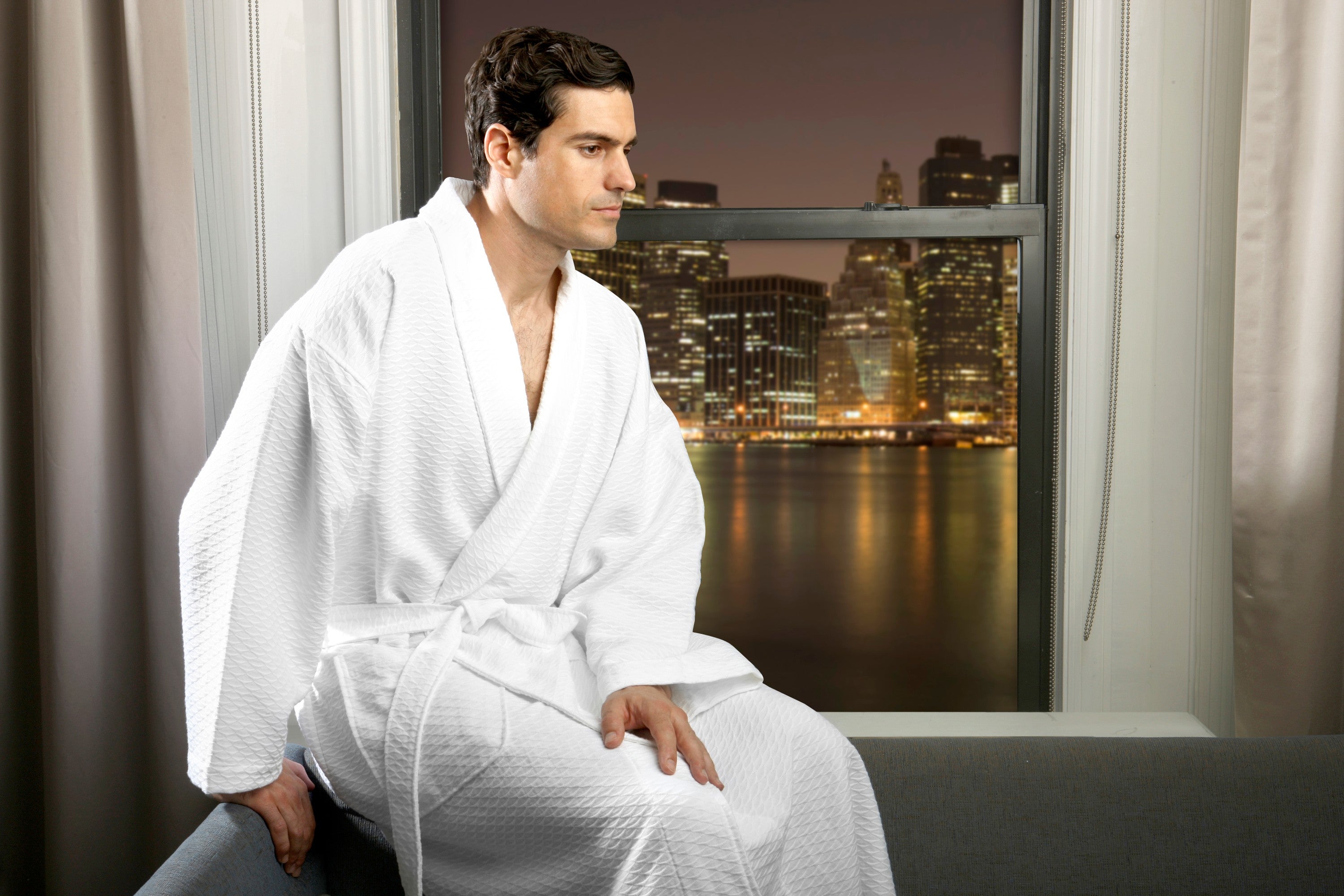 Lightweight Shell Waffle Shawl Bathrobe