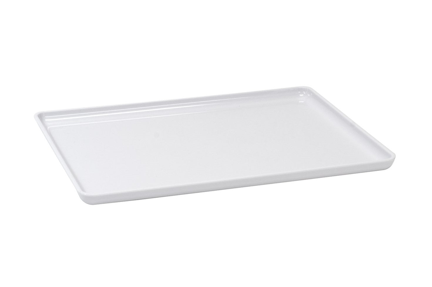 Lacquerware Rectangular Tray with Rounded Edges and Spill Proof Rim 10.5” x 14” White