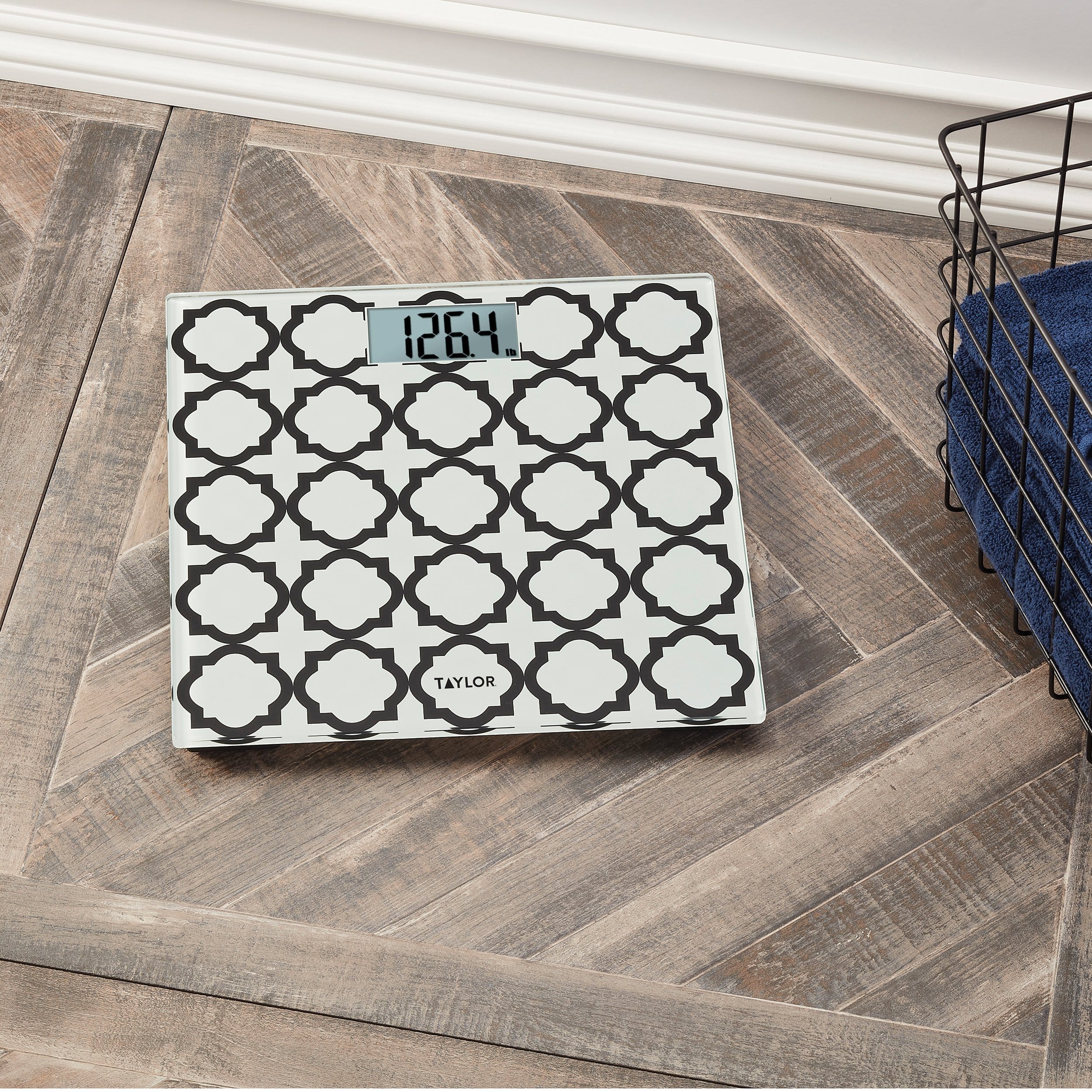 Digital Glass Bathroom Scale with Black/White Lattice