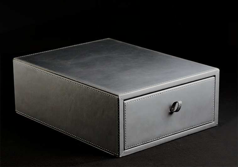 Accessory Box in Grey Leather