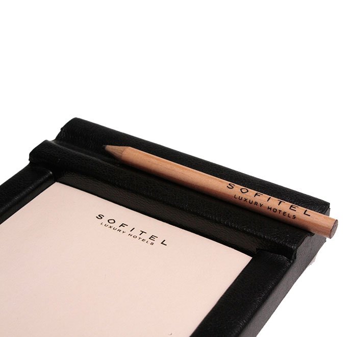Notepad Holder, 3.4"x3.4" Paper, Faux Leather & Wood