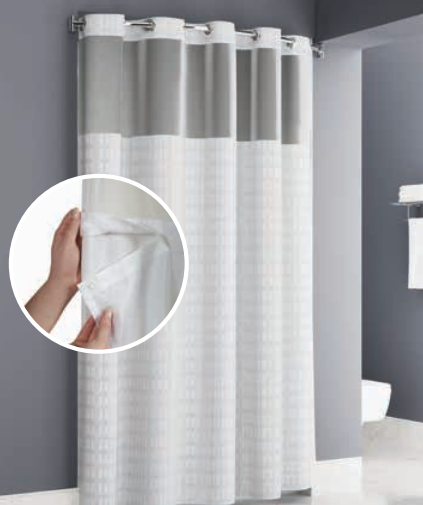 Enda Easy Hang White Shower Curtain 71X77 Hook White With Window And Liner