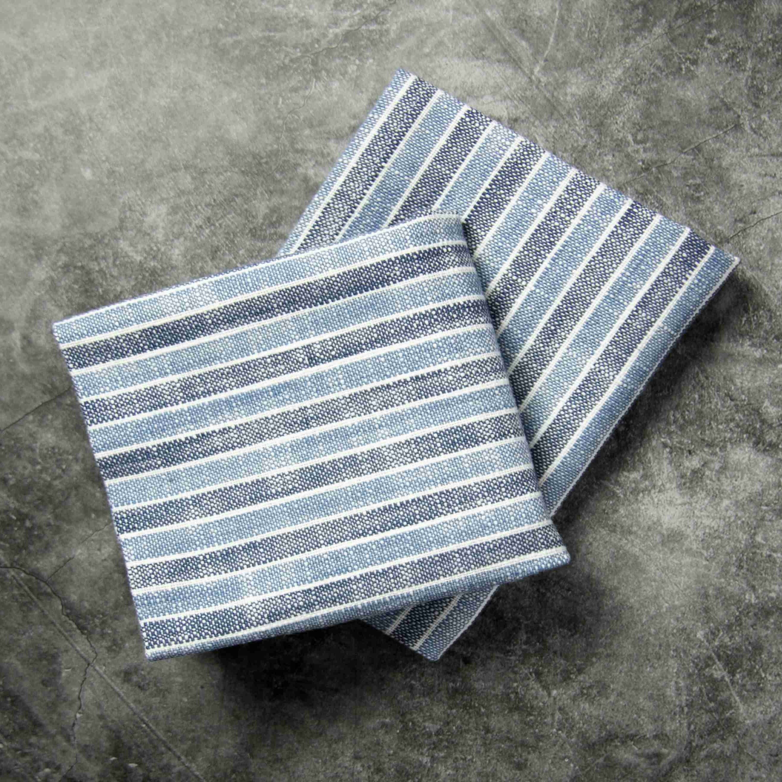 Gila Napkin 22"x23" 100% Cotton, Vat-Dyed, Blue & Navy Stripe