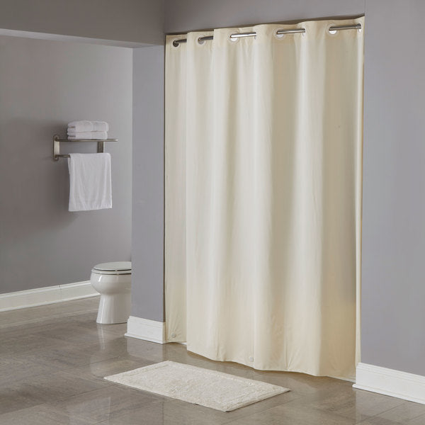 8 Gauge Pin Dot 71"x74" Hookless® Shower Curtains, Beige