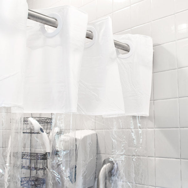 8 Gauge Vision 71"x74" Hookless® Shower Curtains, White
