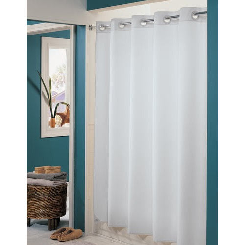 White Hookless Shower Curtain 71”x74” with White Plastic Rings