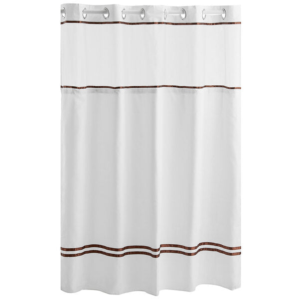 Escape 71"x74" Hookless® Fabric Shower Curtains, White/Brown