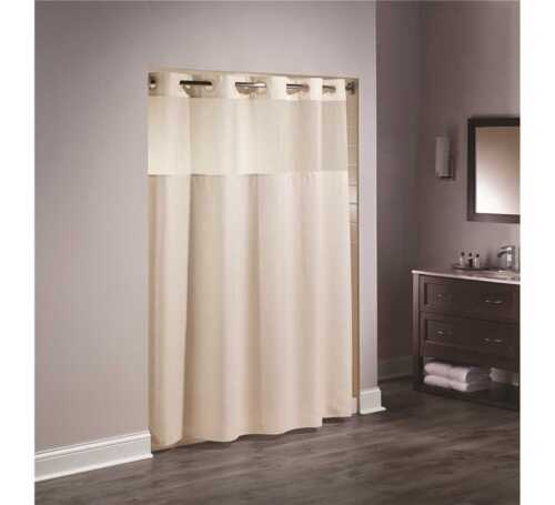 Mystery 71"x77" Hookless® Fabric Shower Curtains, Beige