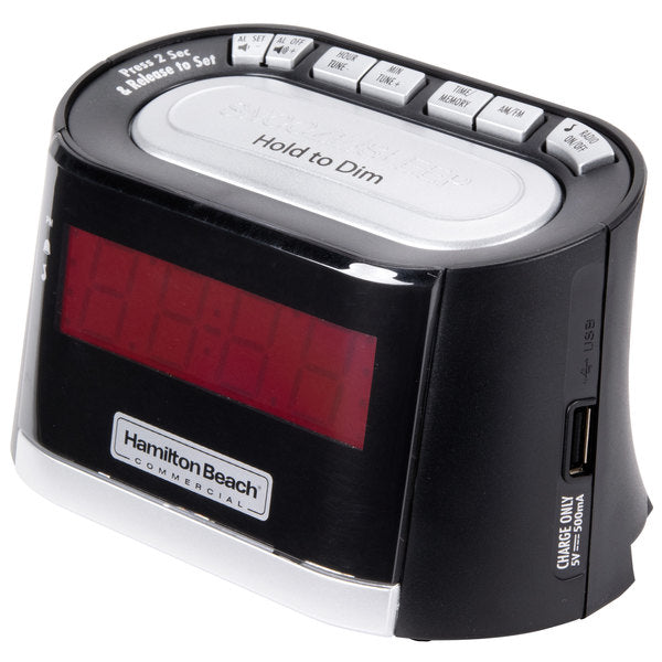 Clock Radio, 0.9 LED display USB Port, Snooze, AM/FM, PM Indicator, Alarm On Indicator