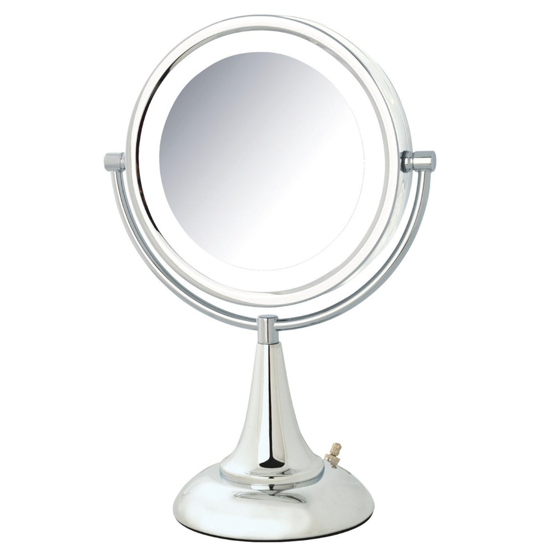 8.5", 8X-1X LED Lighted Table Top Mirror, Chrome, Height 15"