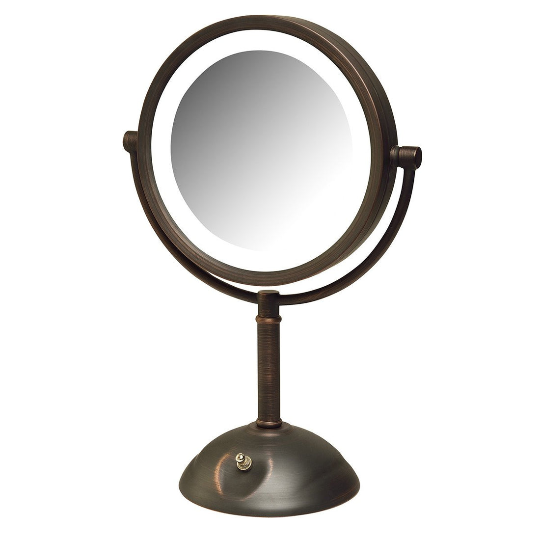 8.5", 8X-1X LED Lighted Table Top Mirror, Bronze, Height 16"