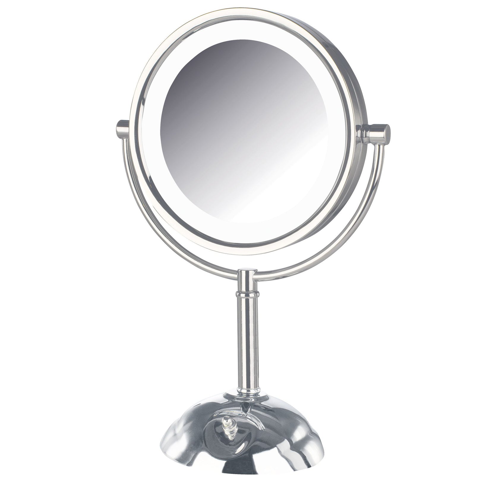 8.5", 8X-1X LED Lighted Table Top Mirror, Chrome, Height 16"