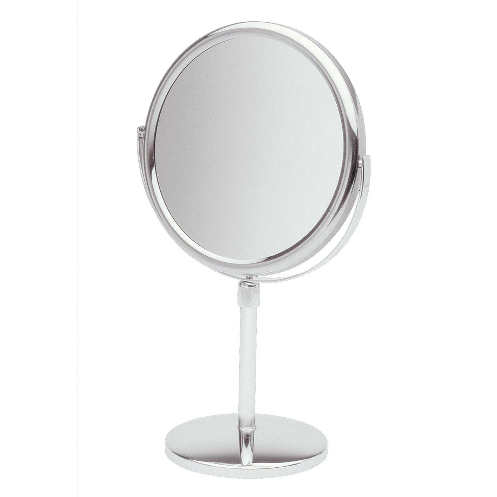 8.5", 5X-1X Table Top Mirror, Chrome, Height Adjustable 16.5" to 21.5"