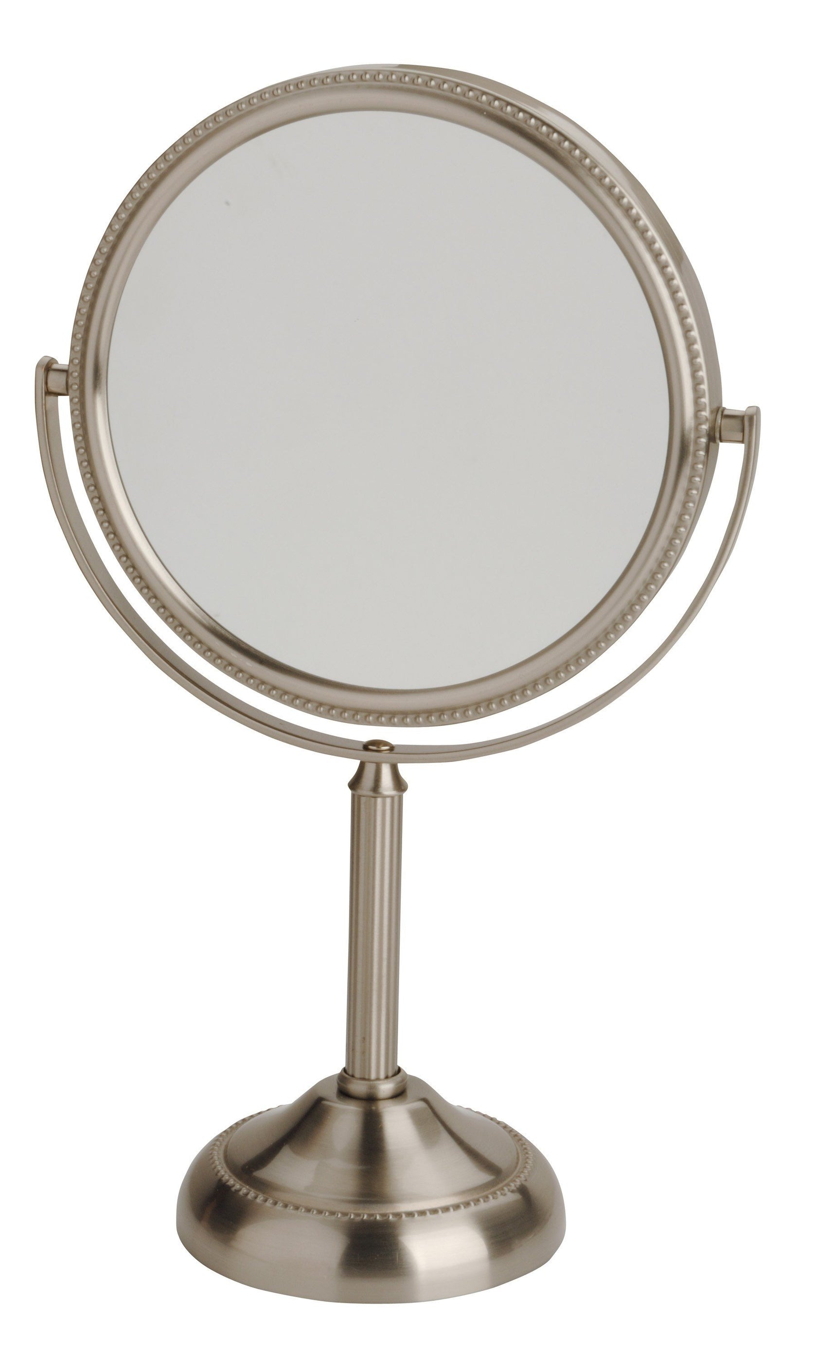 6", 10X-1X Table Top Mirror, Nickel, Height 11"