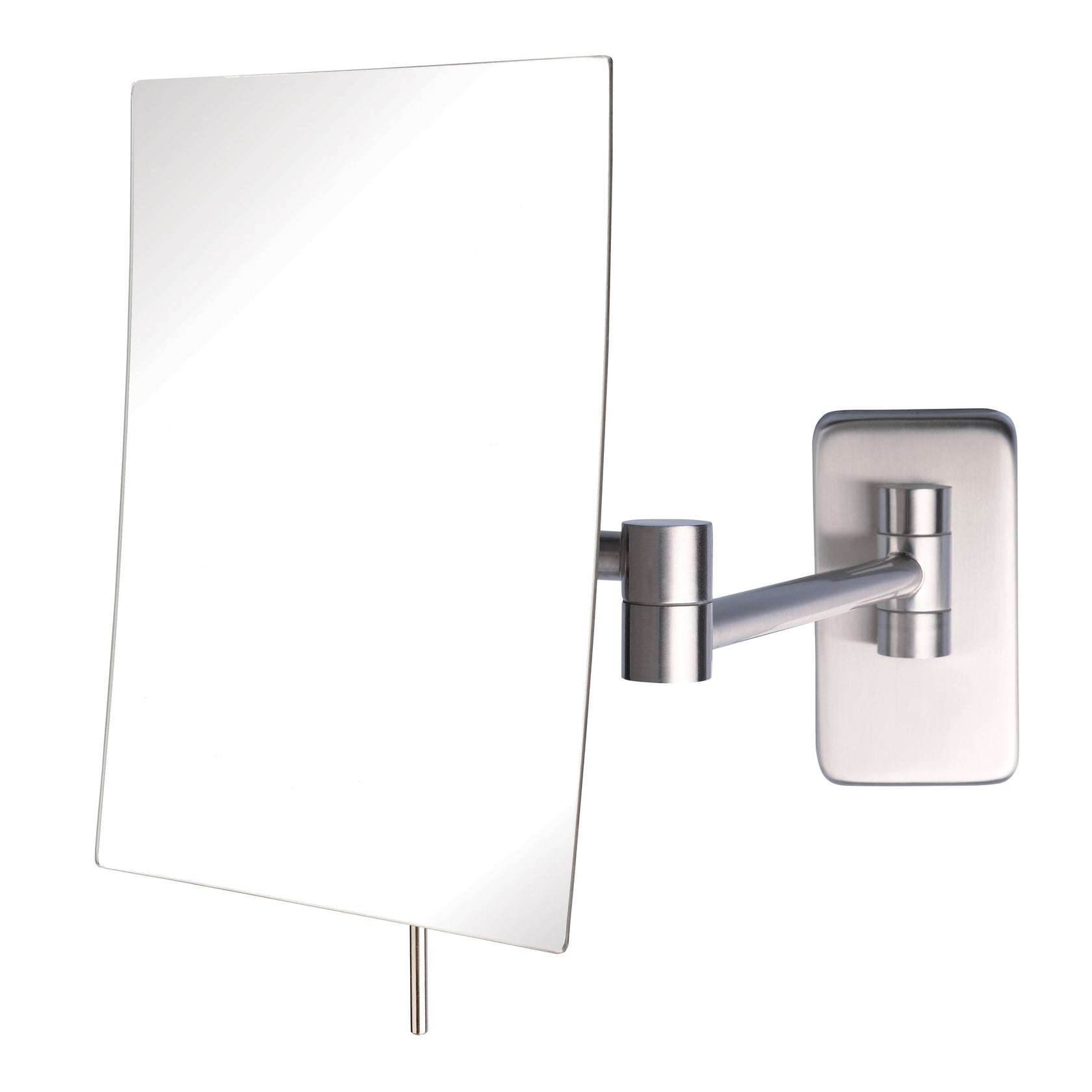6.5" x 8.75" Rectangular Wall Mounted Mirror, Extends 14", Nickel Finish