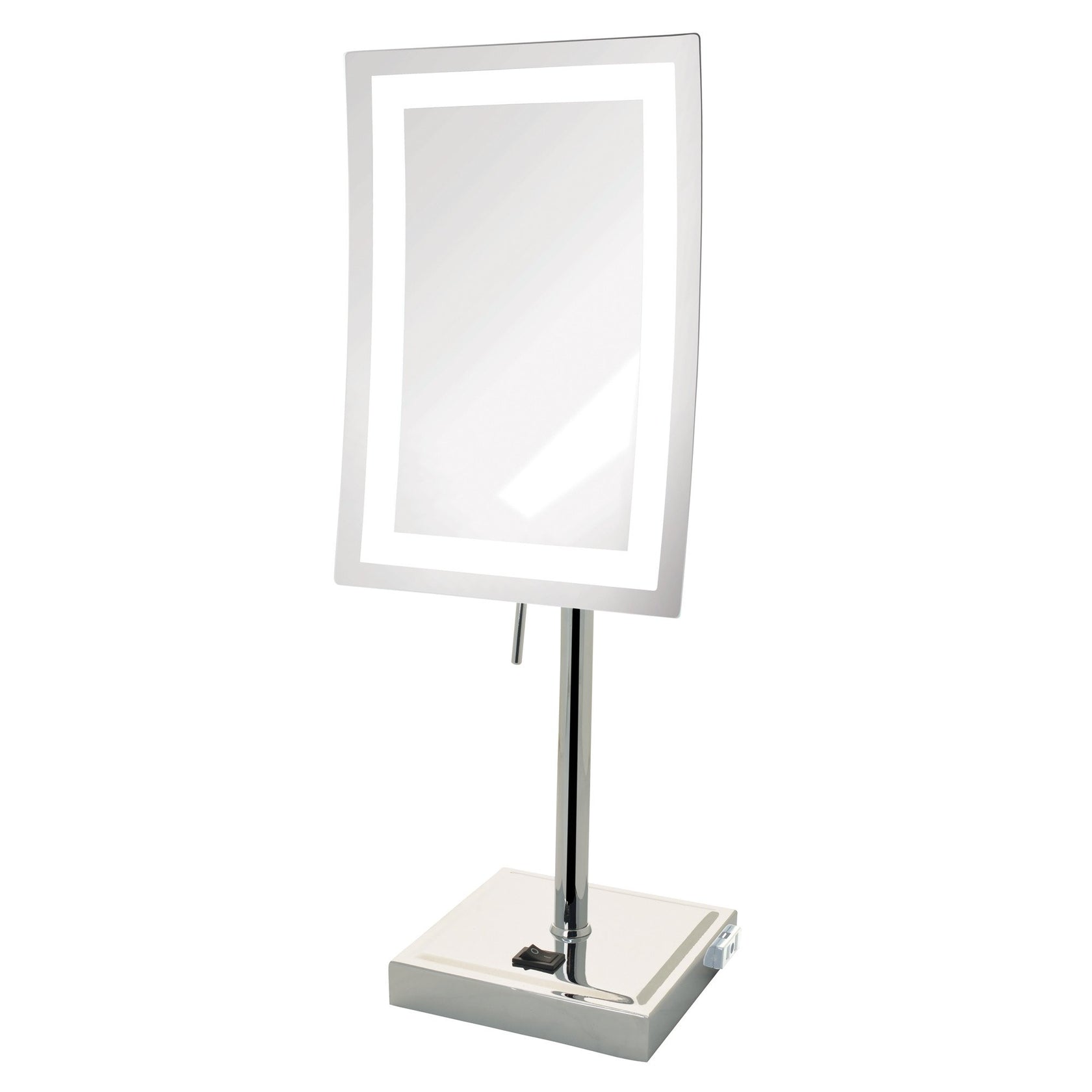 6.5" x 9", 5X LED Lighted Table Top, Chrome, Height 17", AC Convenience Outlet