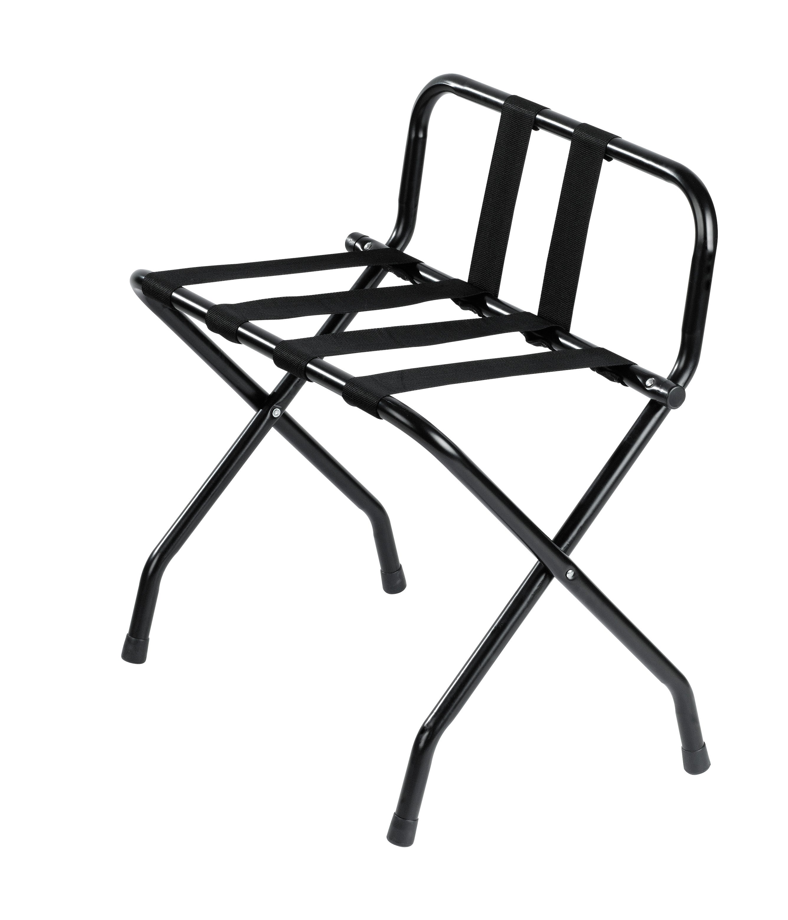 Black Metal Luggage Rack with Backrest