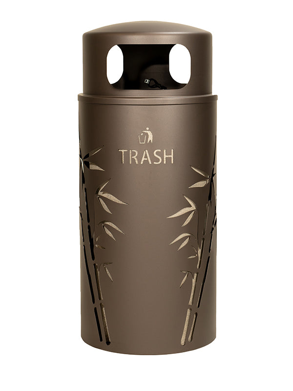 Nature Series Bamboo Trash Unit, Steel, 33 Gal. Bronze