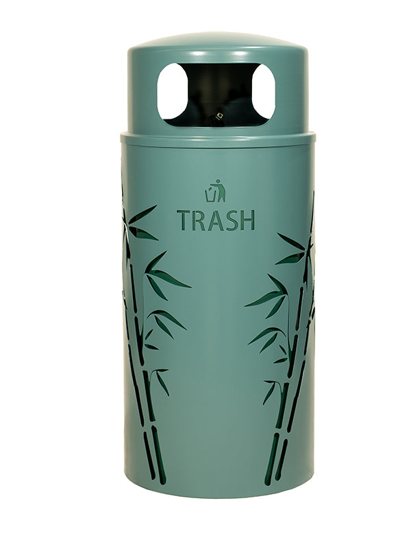 Nature Series Bamboo Trash Unit, Steel, 33 Gal. Malachite