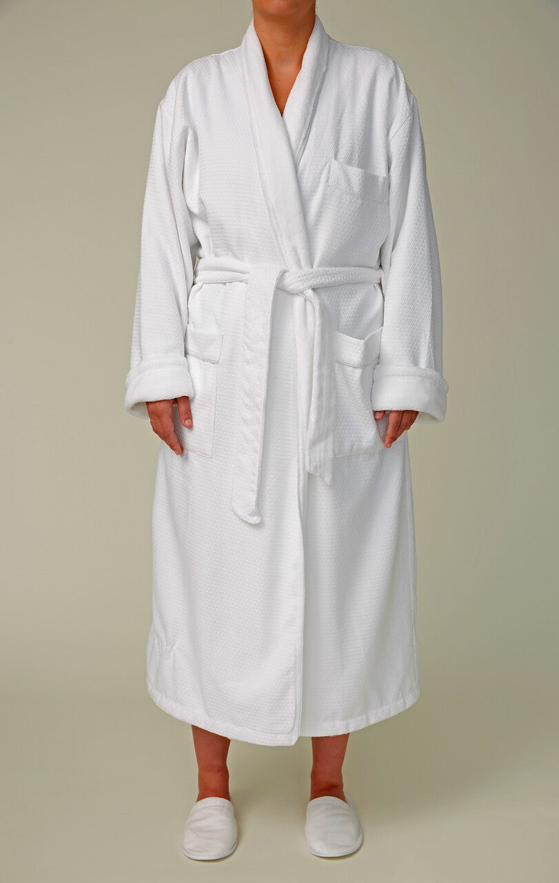 Diamond Waffle Shawl Bathrobe, Plush Lined
