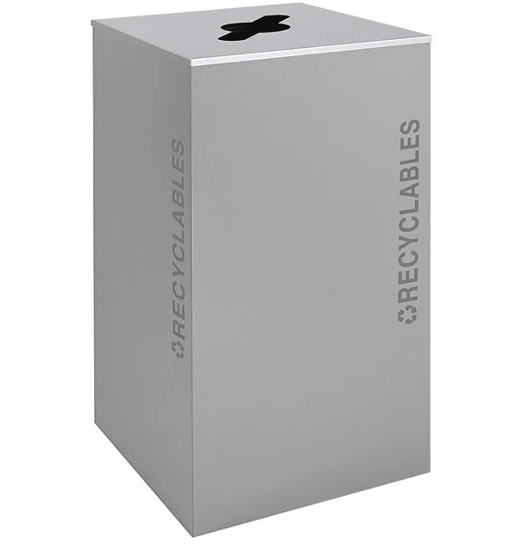 Black Tie Series KD 36 Gal Recycling Receptacle, Hammered Grey Body