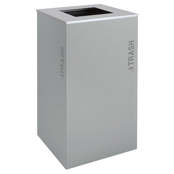 Black Tie Series KD 36 Gal Recycling Receptacle, Hammered Grey Body