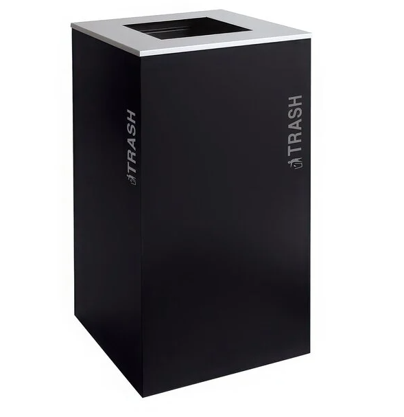 Black Tie Series KD 36 Gal Recycling Receptacle, Pebble Black Body