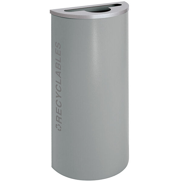 Black Tie Series KD 8 Gal Recycling Receptacle, Hammered Grey Body