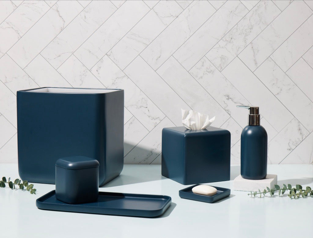 Rowan Navy Blue Bath Accessory Collection