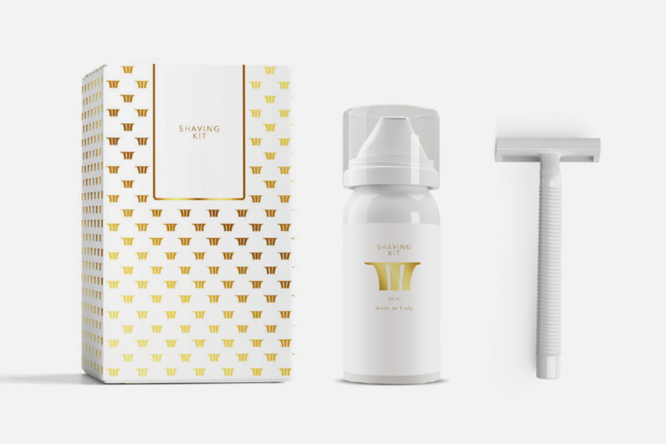 Custom Shaving Kits with Shaving Cream Can, Made in Italy