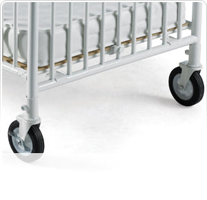 StowAway EasyRoll Folding Steel Crib with Foam Mattress – White