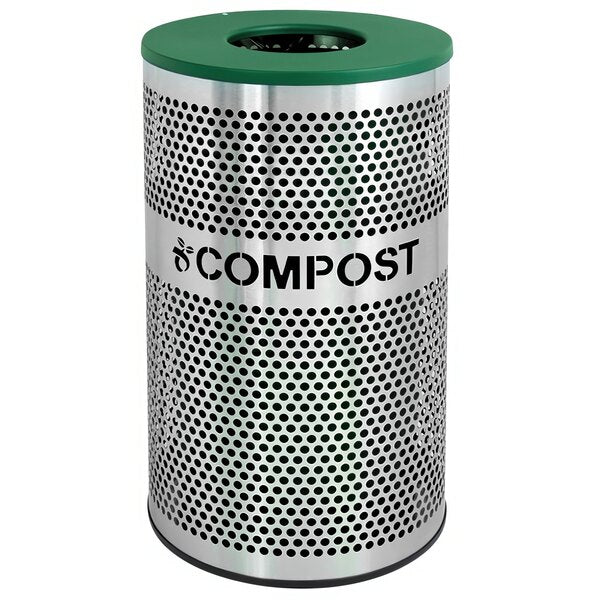 Compost Receptacle, Stainless Steel, 33 Gal. SS W/HGX Lid