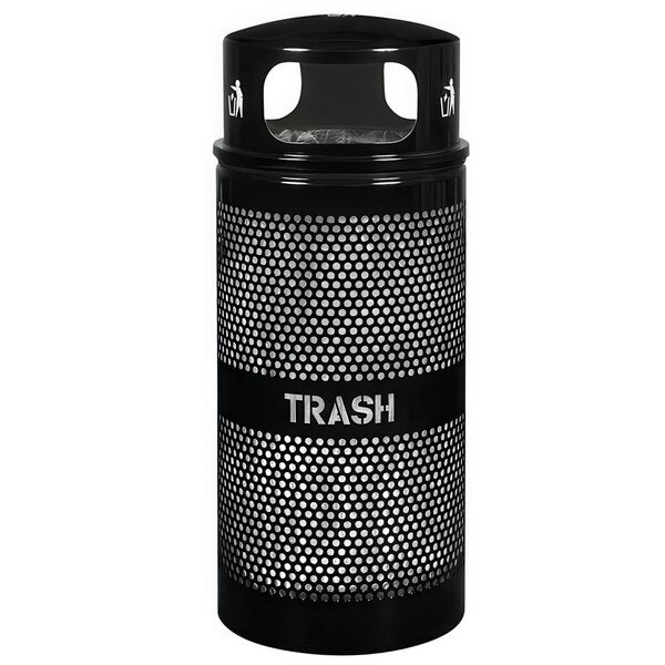 Receptacle W/ Dome Top, Steel, 34 Gal. Black Gloss