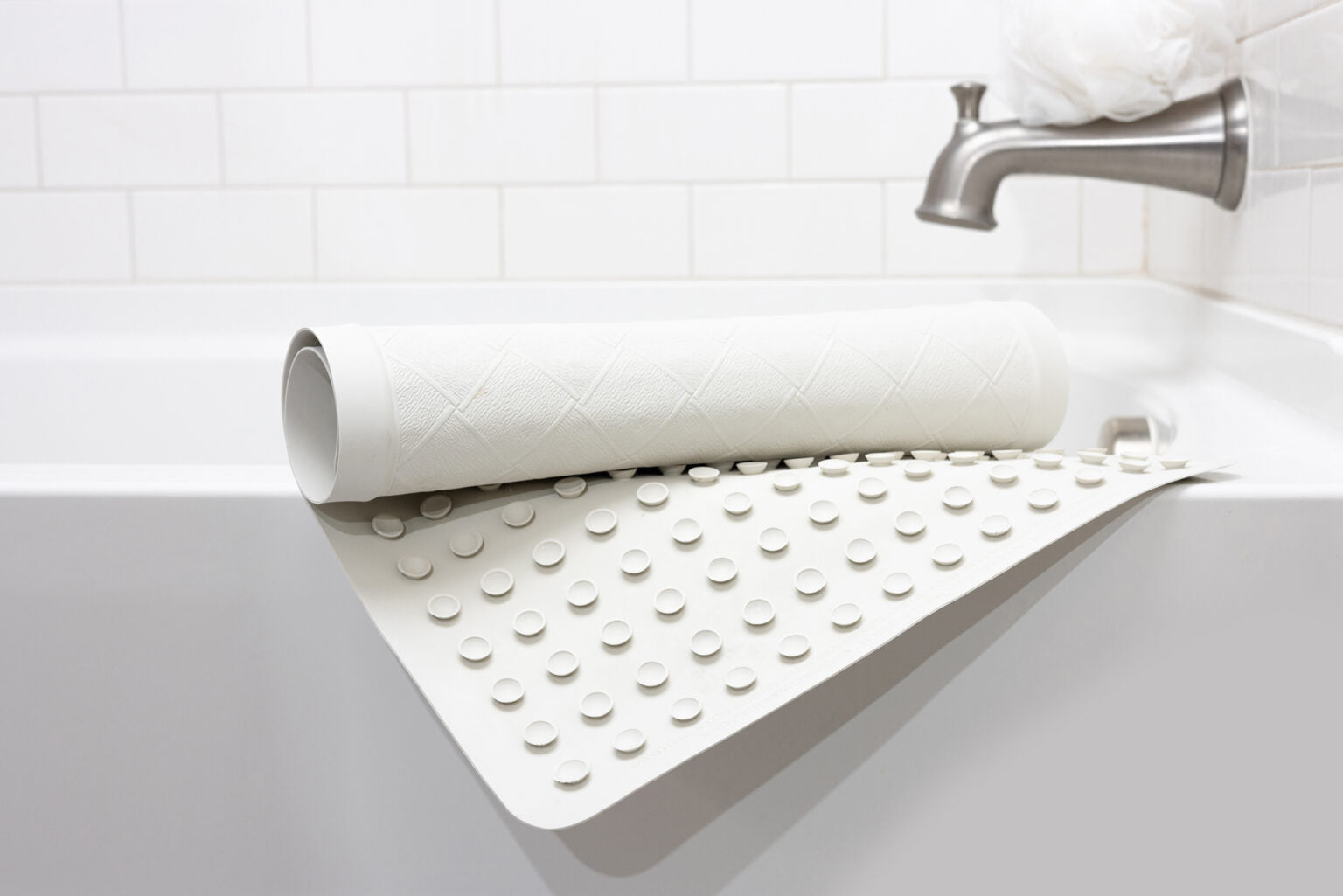 Rubber Bath Mat, Non-Slip, White