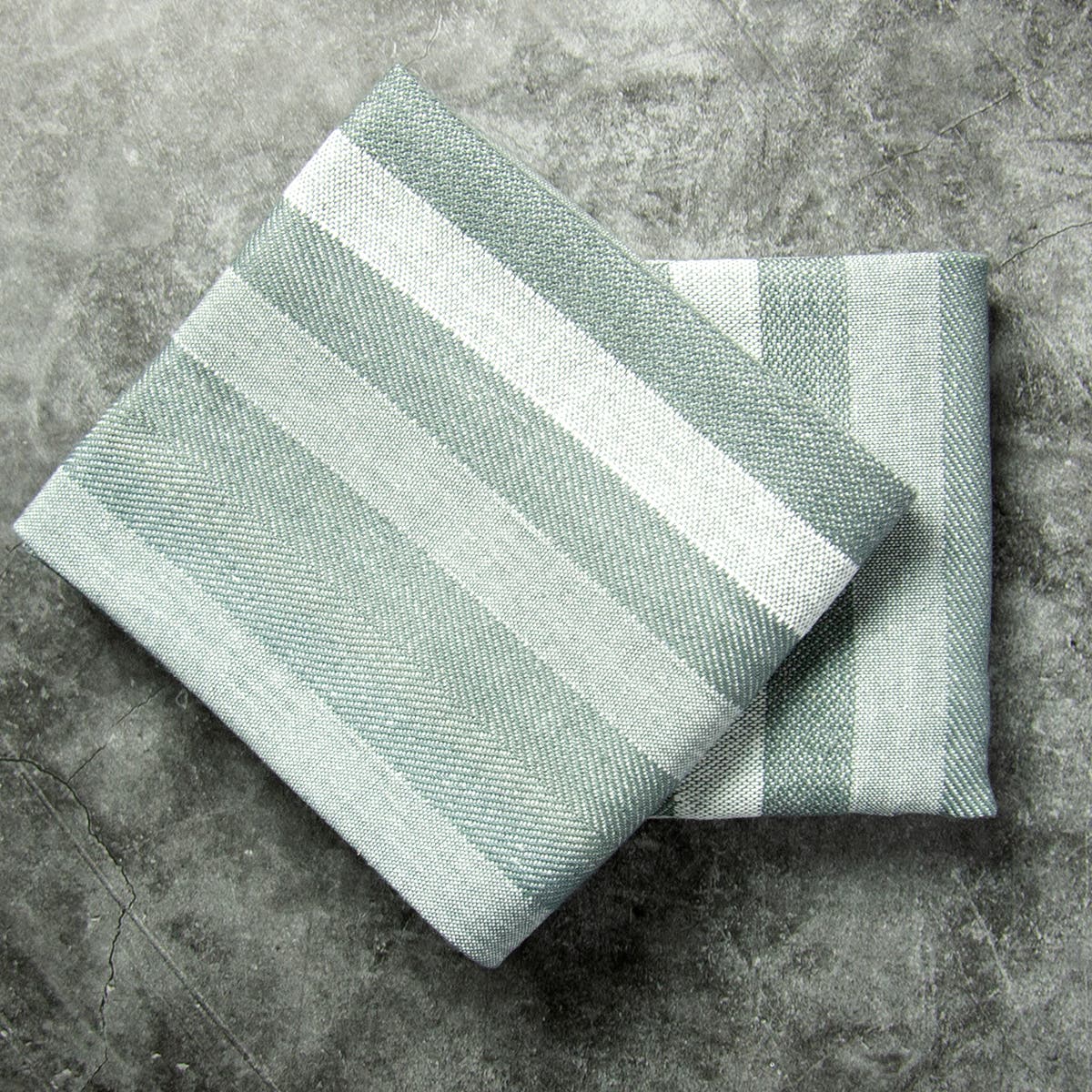 Brazos Napkin 22"x23" 100% Cotton, Vat-Dyed, Green Herringbone Stripe
